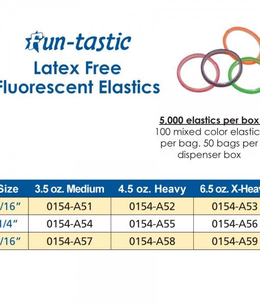 Funtastic LATEX FREE Flourescent Elastics Orthodontic Supply & Equipment Company